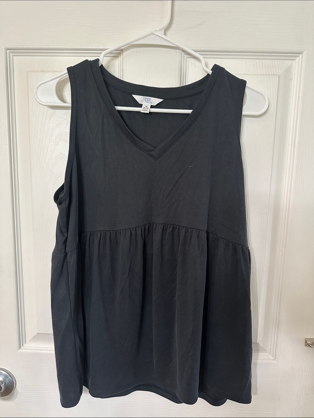 Time and Tru Black V-Neck Peplum Tank Top